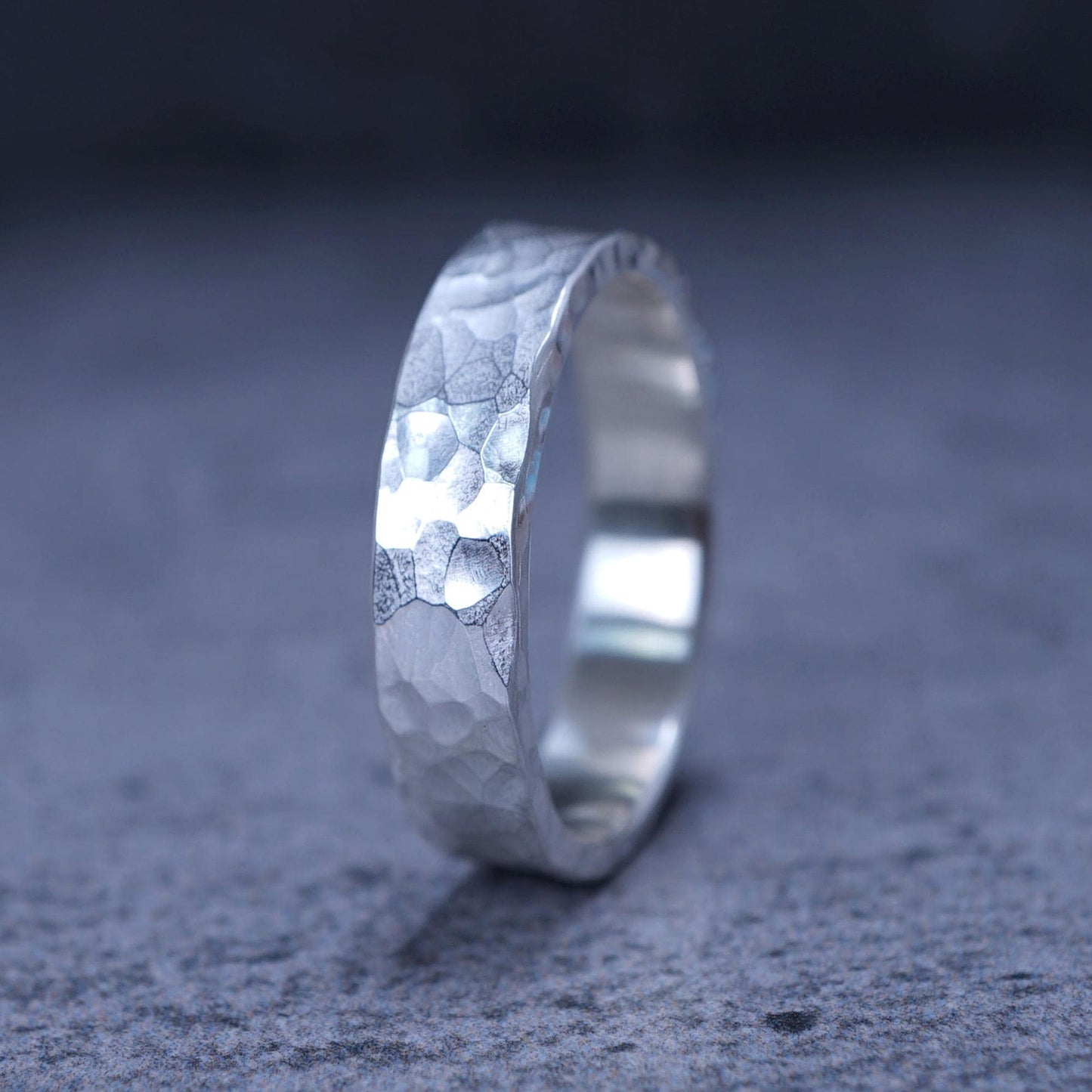 Hammered Fine Silver Band