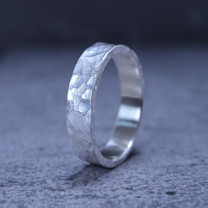 Hammered Fine Silver Band