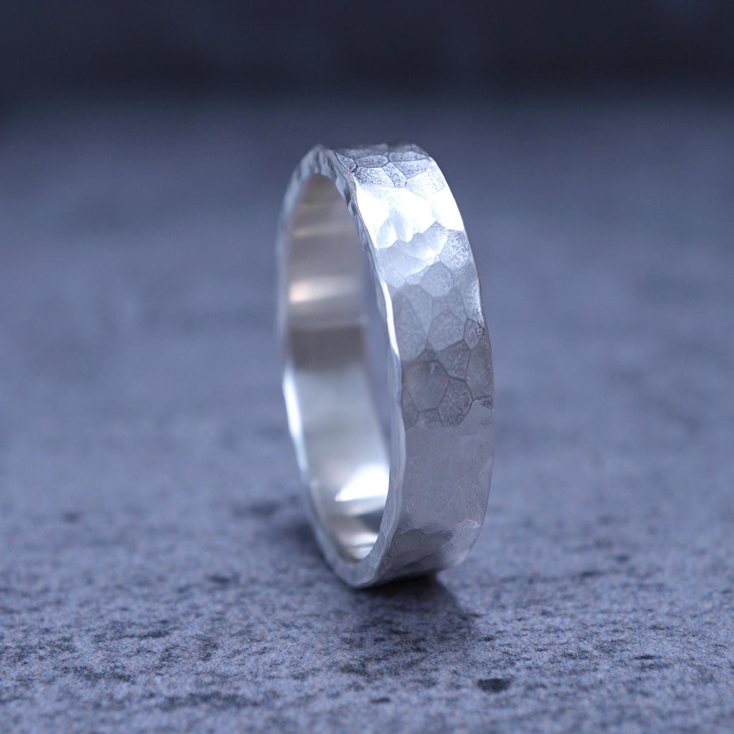 Hammered Fine Silver Band