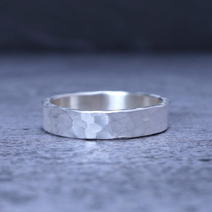 Hammered Fine Silver Band