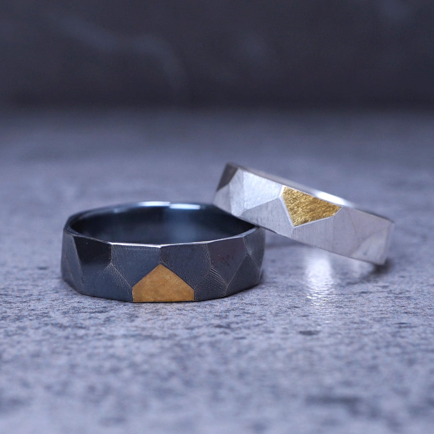 Celestial Facet Couple Rings — Distinct in Harmony