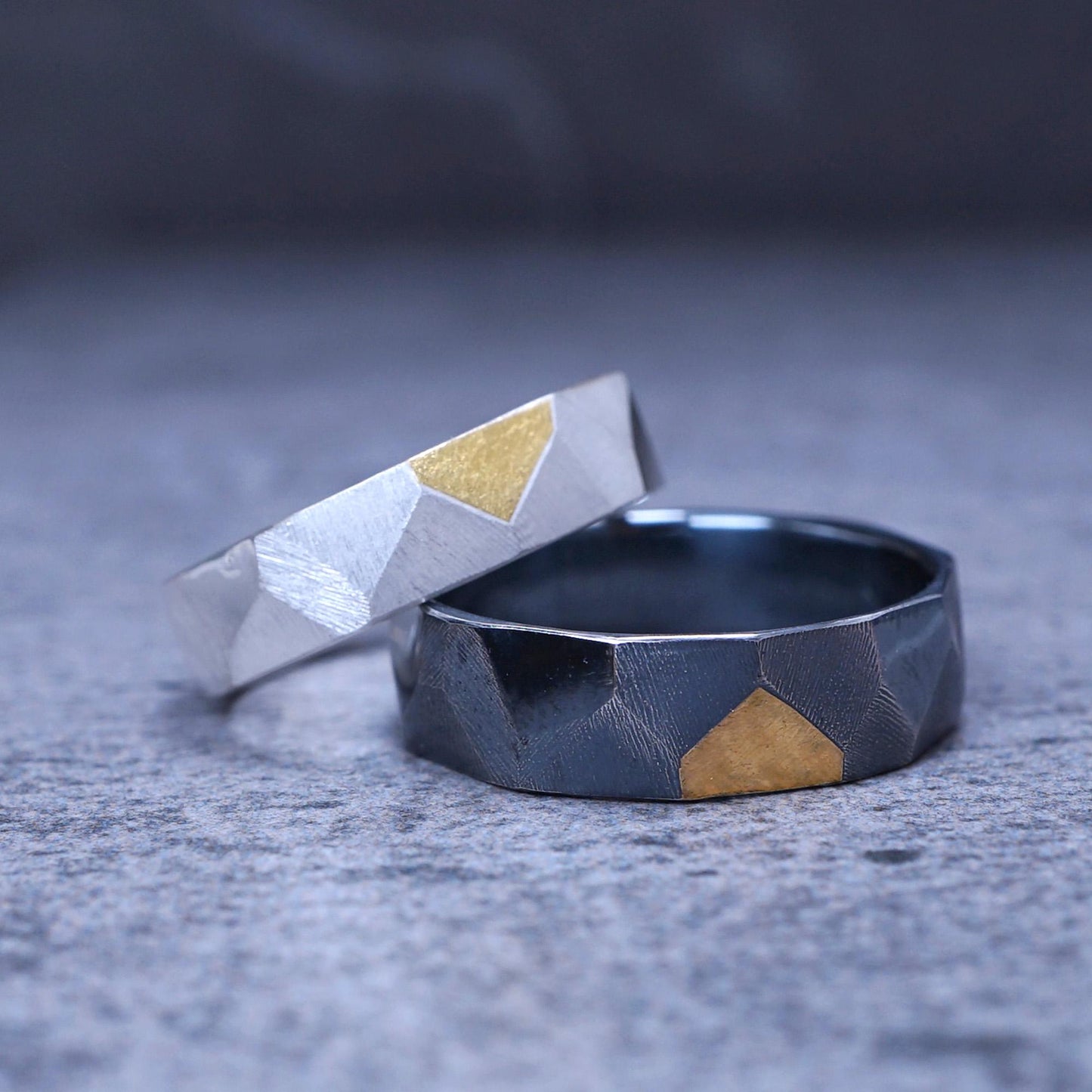 Celestial Facet Couple Rings — Distinct in Harmony