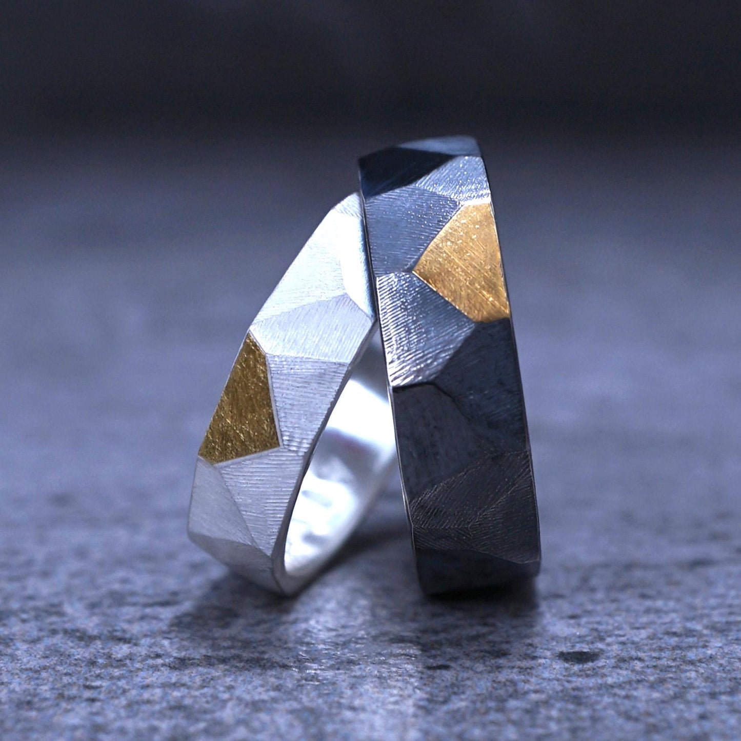 Celestial Facet Couple Rings — Distinct in Harmony
