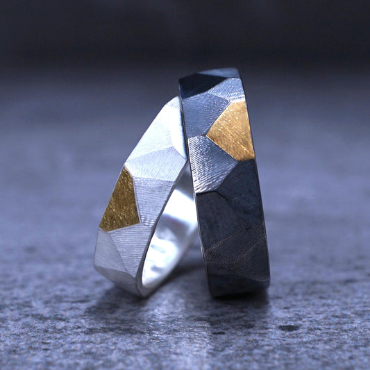 Celestial Facet Couple Rings — Distinct in Harmony