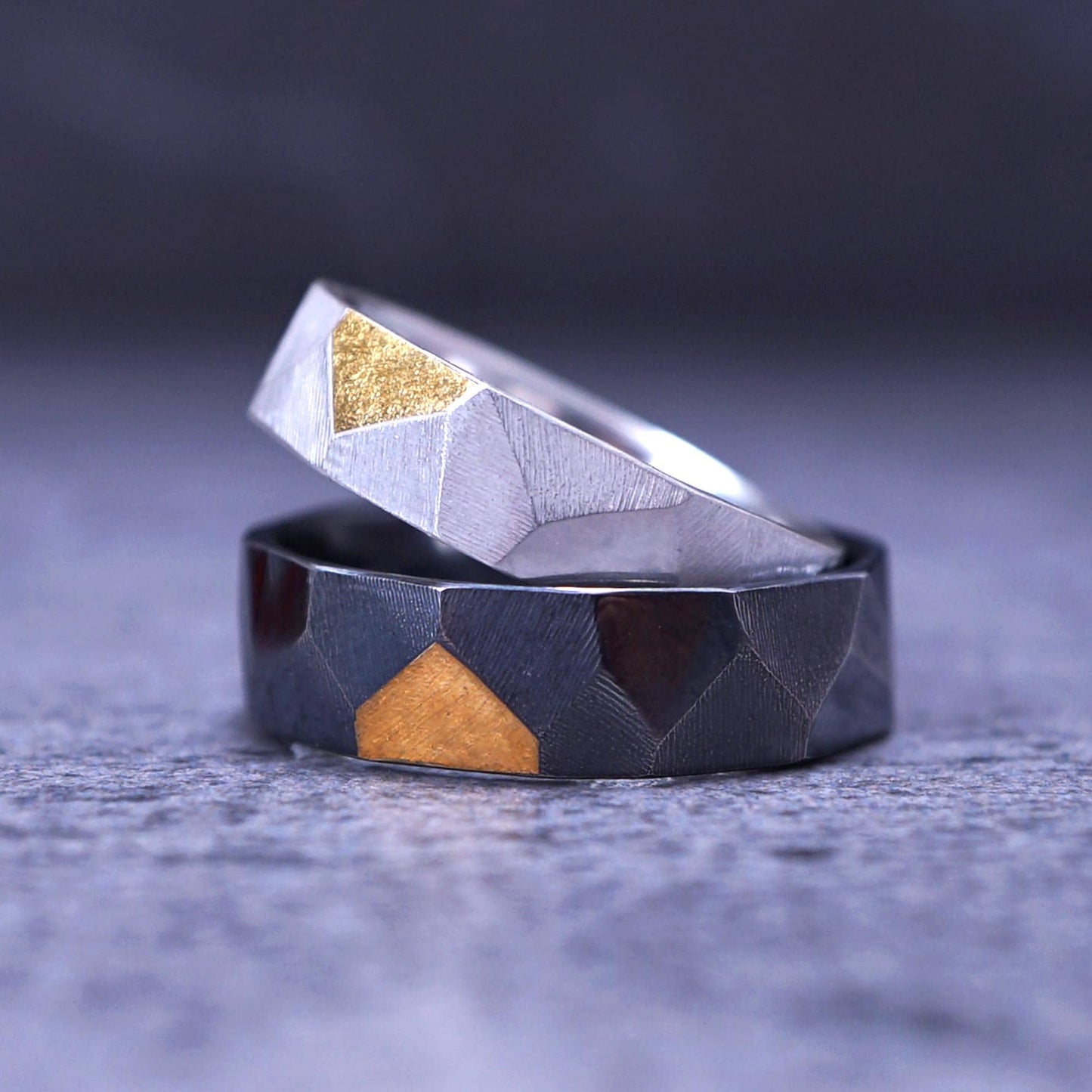 Celestial Facet Couple Rings — Distinct in Harmony