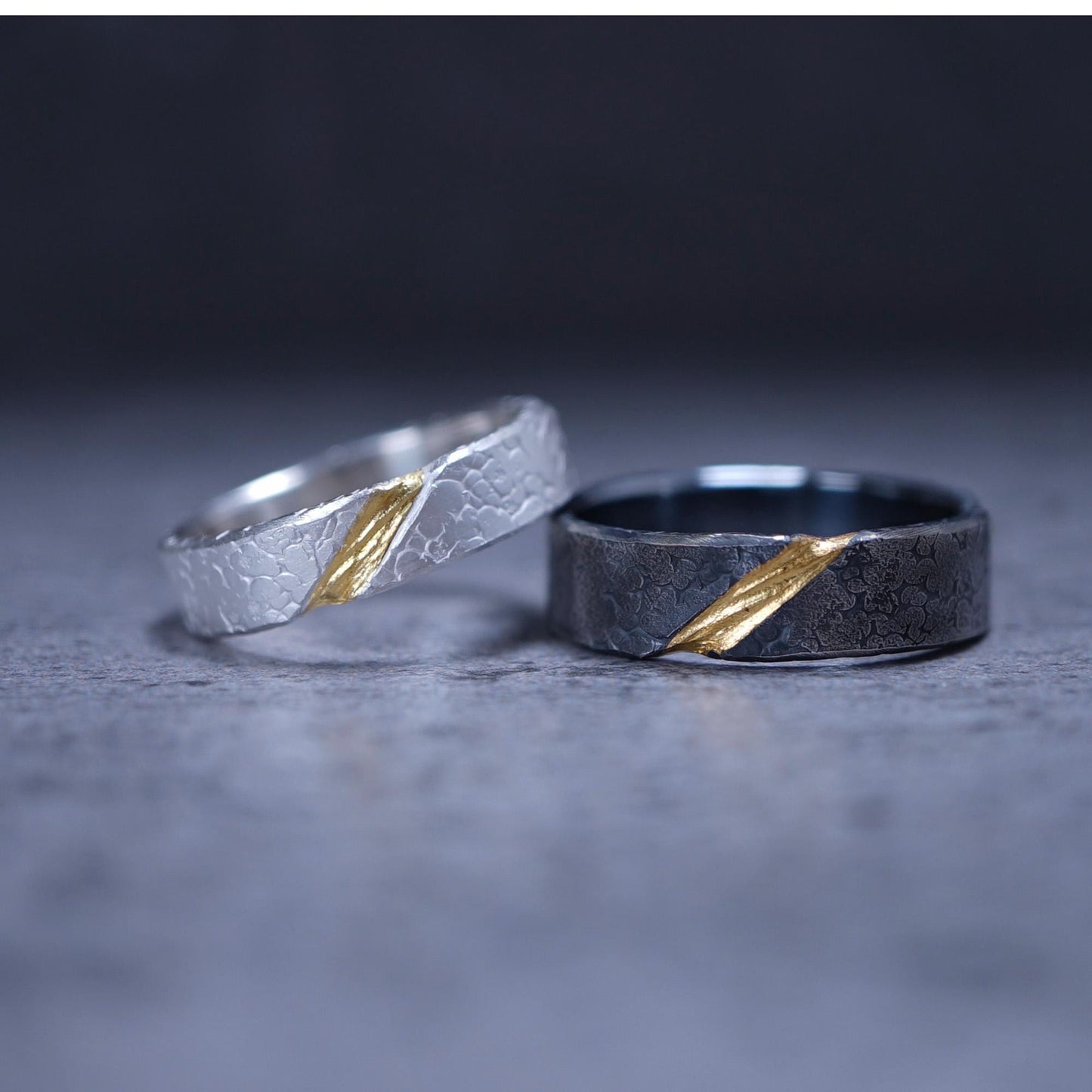 Kintsugi Wedding Ring Set — Mended Together